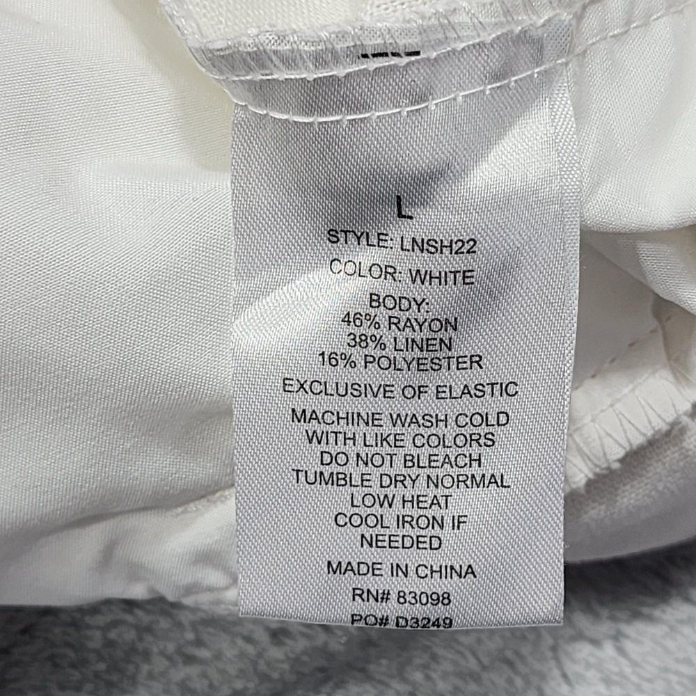 CI SONO Shorts Womens L White Paperbag Waist Belted Linen Blend Casual Summer - Picture 4 of 10